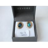 A pair of 9ct yellow gold earrings with oval shaped Avalon shell - boxed