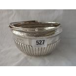 A late Victorian half fluted sugar basket with swing handle - 5" wide - Sheffield 1895 - 229gms