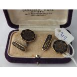 A pair of matching to last lot octagonal regimental cufflinks in original box by S KOMAI in 14ct