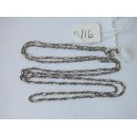 A 9ct white gold long& short link neck chain - 24" long - 4.1gms