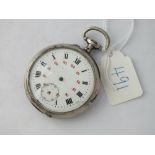 A continental art neuvou metal open face pocket watch - (no hands)