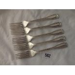 A set of 5 Tiffany Stirling silver fancy desert forks - 289gms