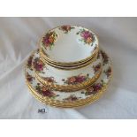 6 Royal Albert dinner plates 10.5" diameter, 5 smaller plates 8" diameter, 4 pudding plates