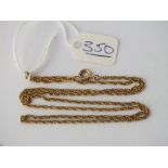 A rope link neck chain in 9ct - 3.6gms