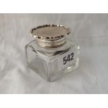 A ink pot with hinged cover, glass body - 2.1/4" wide - 1897