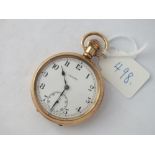 A gilt metal gents pocket watch by RECORD with seconds sweep