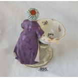 A meissen salt cellor of a Turk with shell 6" high