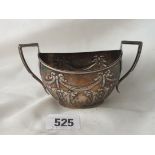 A Edwardian half fluted two handled sugar bowl - 5" wide - 85gms - London 1908