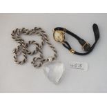 A silver necklace, pendant & ladies watch