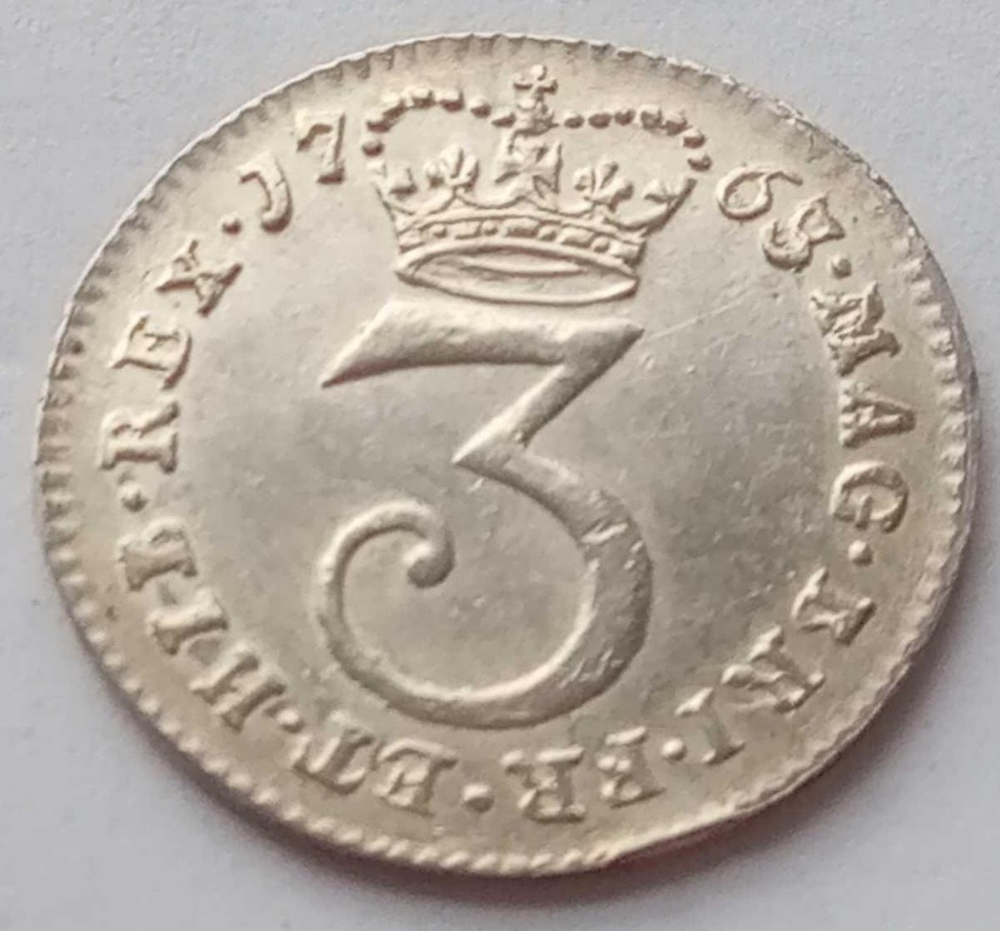 A George III silver Maundy three pence coin - 1763 - high grade - Image 2 of 2