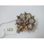 A gold & silver mounted diamond & pearl brooch - 11.5gms