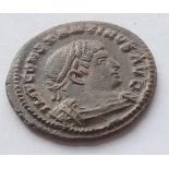 Roman. Constantine The Great billon follis. Trier mint.310-313AD. Sol standing S.16060 - EF