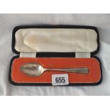 A chistening spoon in fitted case