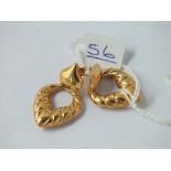 A pair of large heart shaped earrings in 9ct - 4.1gms