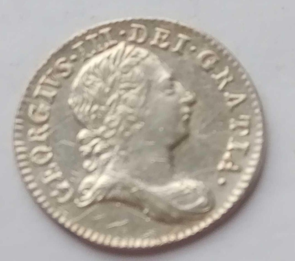 A George III silver Maundy three pence coin - 1763 - high grade