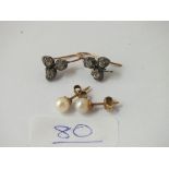 Two pairs of earrings - 1 pearl & 1 paste