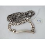 A silver neck chain & silver ID bracelet - 50gms