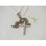 A silver stone set cross pendant necklace