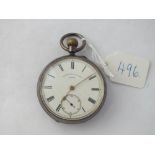 A gents silver pocket watch by THOMAS RUSSEL & SONS with seconds sweep