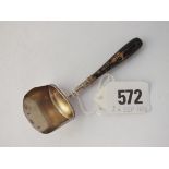 A George III caddy spoon with gilt shovel bowl, turnwood handle - B'ham 1810 by C&B
