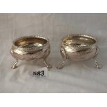 A pair of Georgian salts each on 3 pad feet - London 1766/8 -142gms