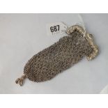 A Georgian crisply engraved mesh purse - probably B'ham 1820 by L&Co