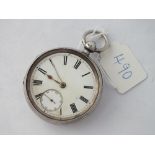 A gents silver open face pocket watch - Chester 1895 with seconds dial (no glass)