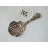 An early Victorian caddy spoon with fancy shell decorated bowl - B'ham 1844 by TNP