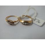 TWO EDWARDIAN DIAMOND RINGS IN 18CT GOLD- Sizes P/R 6.5gms