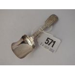 Another caddy spoon with engraved fiddle pattern handle - B'ham 1870 by GU