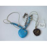 A enamel turquoise heart bracelet & Japanese locket