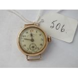 A ladies circular dial wrist watch in gold plated case with seconds sweep - in working order