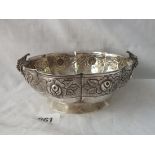 A Mexican 925 standard embossed bowl, bird handles - 6.5" wide by A Joya - 280gms