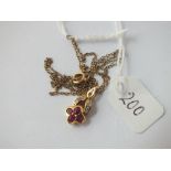 A ruby & diamond pendant necklace in 9ct - 2.5gms