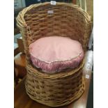 SMALL WICKER CHILD'S CHAIR WITH UPHOLSTERED SEAT