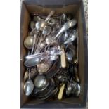 BOX OF MIXED PLATED CUTLERY