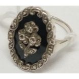 SILVER & MARCASITE & ONYX RING