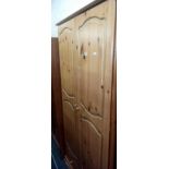 PINE DOUBLE HANGING WARDROBE WITH DRAWER 2FT 8'' W