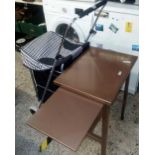 METAL PROJECTOR STAND TROLLEY & A SHOPPING TROLLEY WITH 4 WHEELS