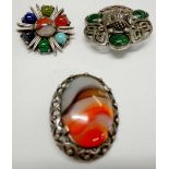 THREE SCOTTISH STYLE DRESS BROOCHES BY MIRACLE