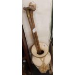 LARGE MODERN VASE/STICK STAND WITH 2 WALKING STICKS