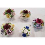 5 ROYAL ADDERLEY & ROYAL DOULTON PORCELAIN FLOWERS A/F