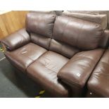 DARK BROWN LEATHERETTE 2 SEATER SETTEE