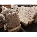 SMART ERCOL FLORAL PATTERNED COTTAGE SUIT WITH SETTEE, 2 ARMCHAIRS & FOOT REST