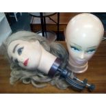 2 MANNEQUIN HEADS (ONE RUBBER & ONE PLASTIC)