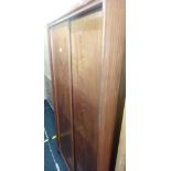 TEAK DOUBLE WARDROBE WITH SHELVING & SLIDING DOORS 3FT W