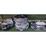 SHELF OF COPELAND SPODE LANDSCAPE BLUE & WHITE CHINA