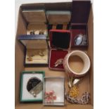 A BOX OF DRESS JEWELLERY