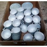 CARTON OF DENBY GREY BLUE FLORAL PATTERN COFFEE CUPS & SAUCERS