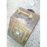 BRASS & METAL COAL BUCKET WITH SCOOP